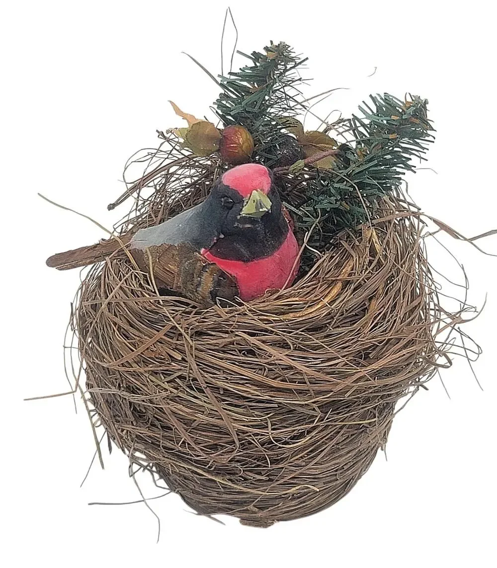 Nature Bird Nest Rose-breasted Grosbeak Bird Christmas Ornament Berries 4